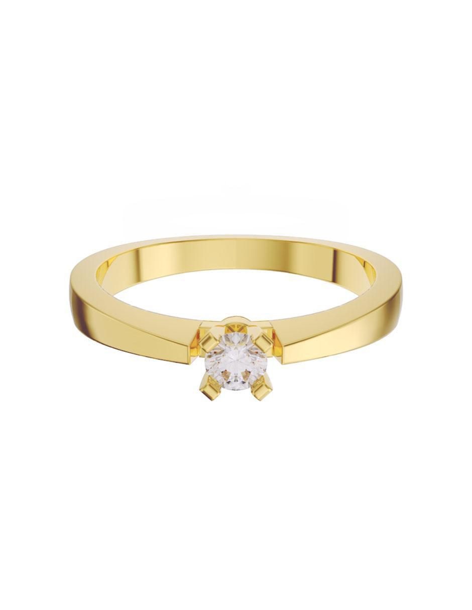 Solitario de oro 14 k zirconia