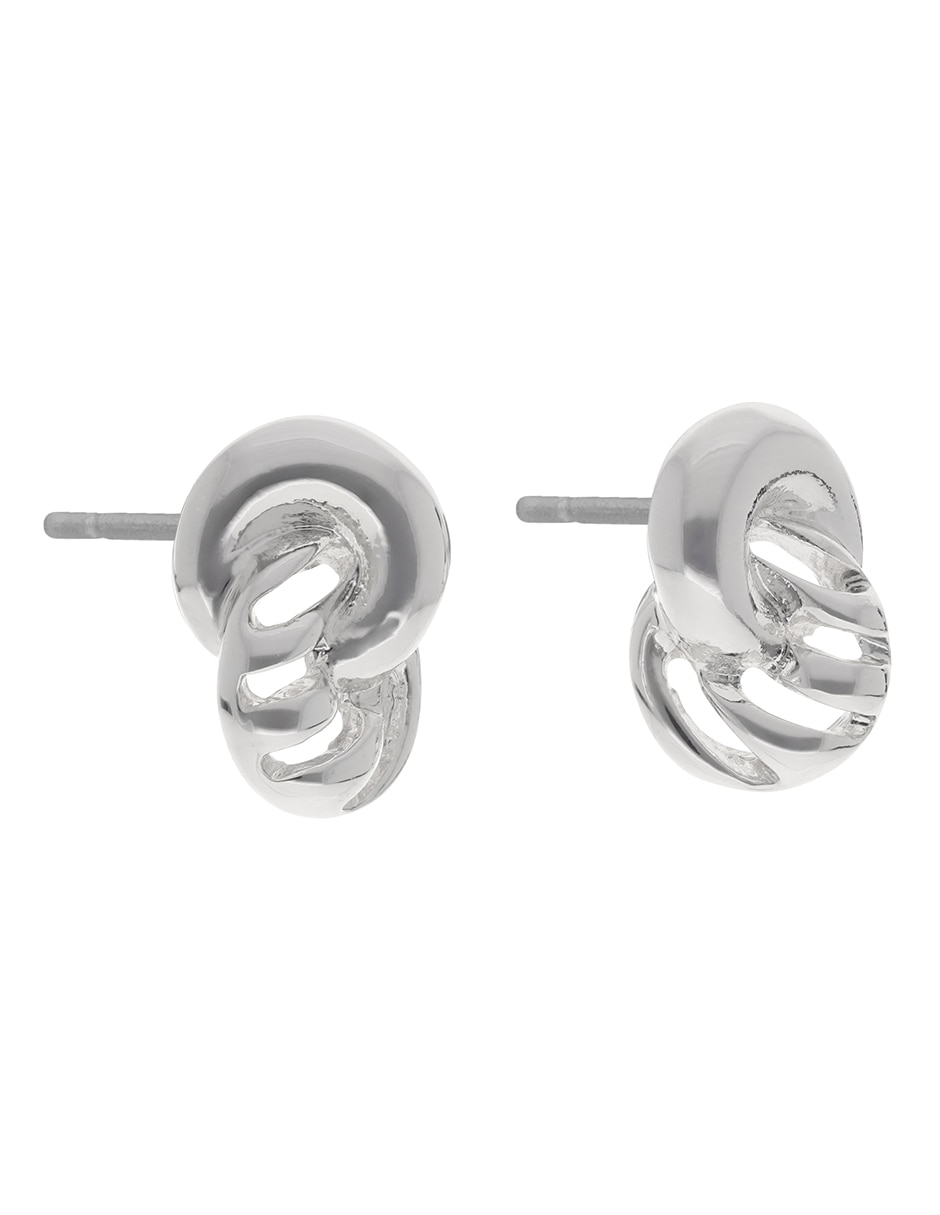 Aretes de nudo Silver Horizon con acabado brillante