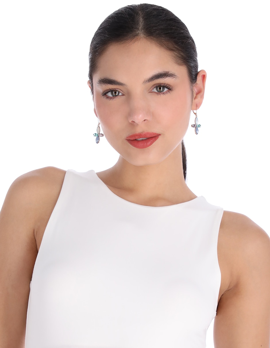 Aretes de flor Garden Gala con acabado pavé cristal 3