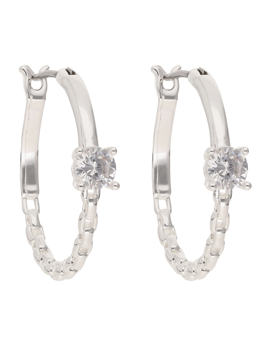Aretes circulares con acabado brillante zirconia 2