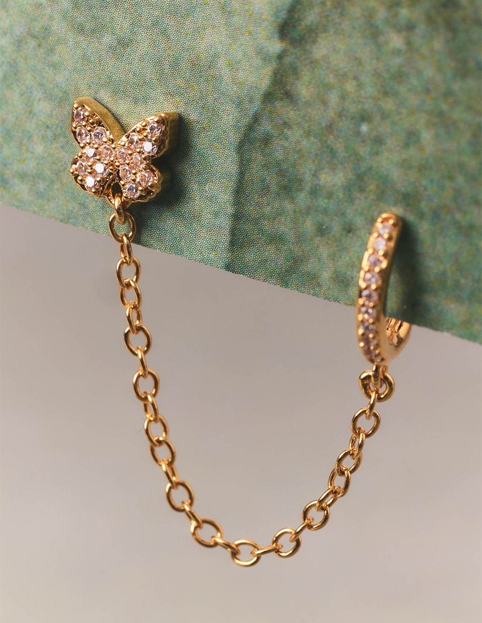 Piercing de mariposa Sparkle con acabado baño de oro 18 K circonita 2