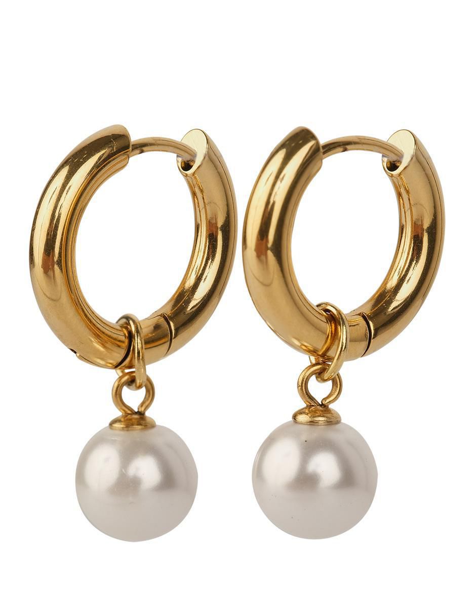 Arracadas Connie con acabado baño de oro imitación perla