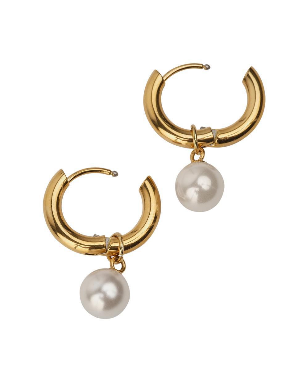Arracadas Connie con acabado baño de oro imitación perla 2