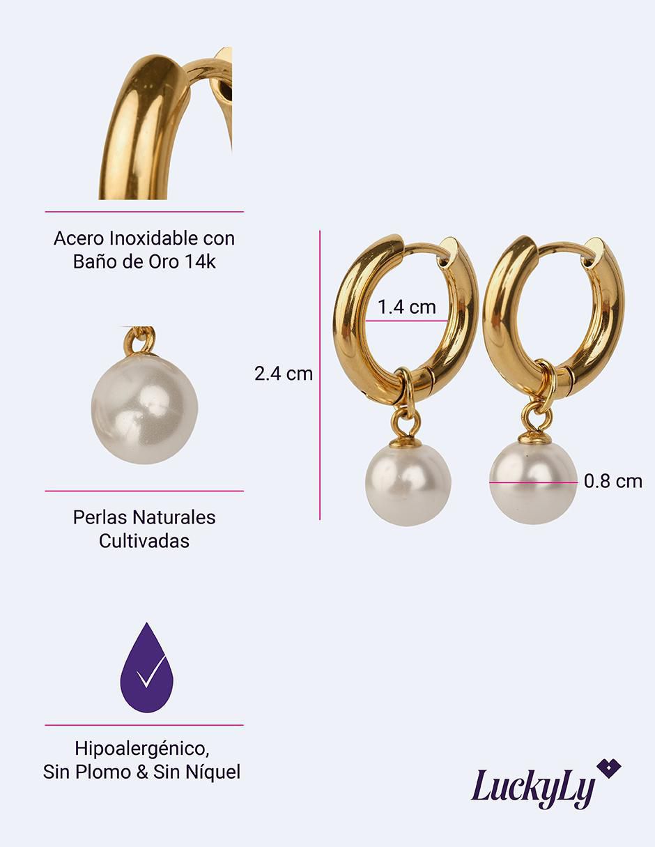 Arracadas Connie con acabado baño de oro imitación perla 6
