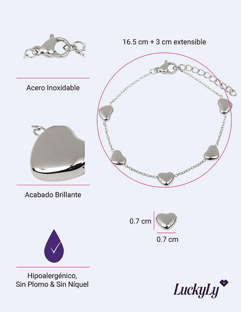 Pulsera luckyly "de" acero inoxidable sin kilataje betsy "con acabado" baño oro