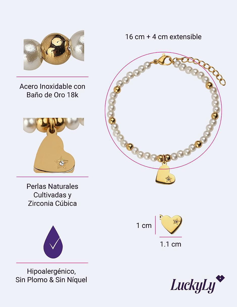 Pulsera de baño de oro 18 K Annie Corazón 7
