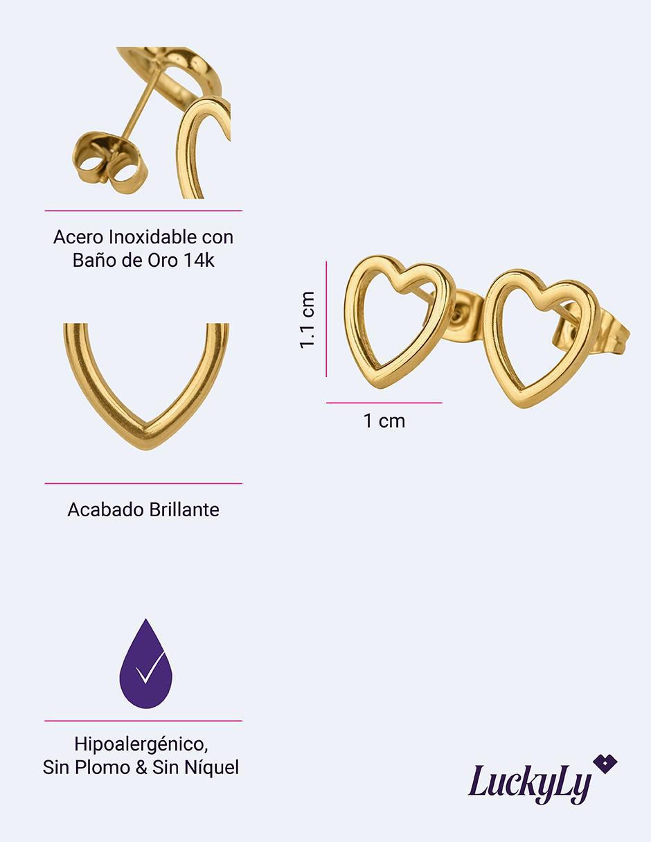 Aretes de corazón Elsie con acabado brillante 6