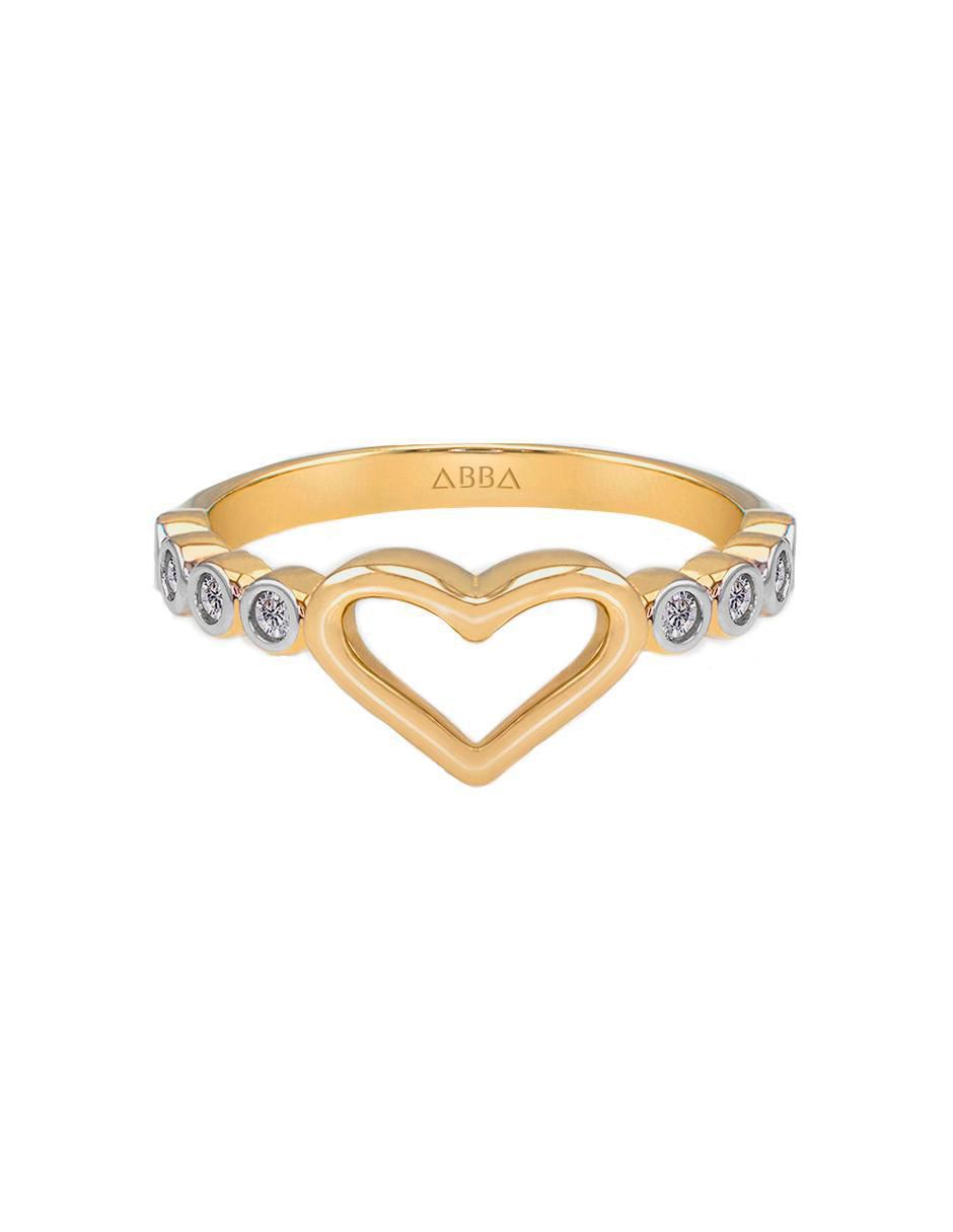 Anillo de corazón 10 k de oro zirconia brillante