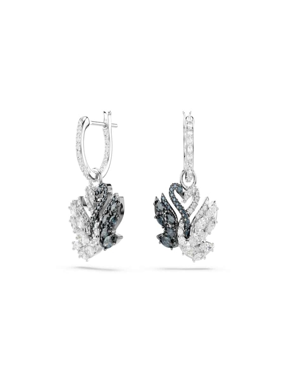 Aretes de cisne Swan Pave con acabado brillante