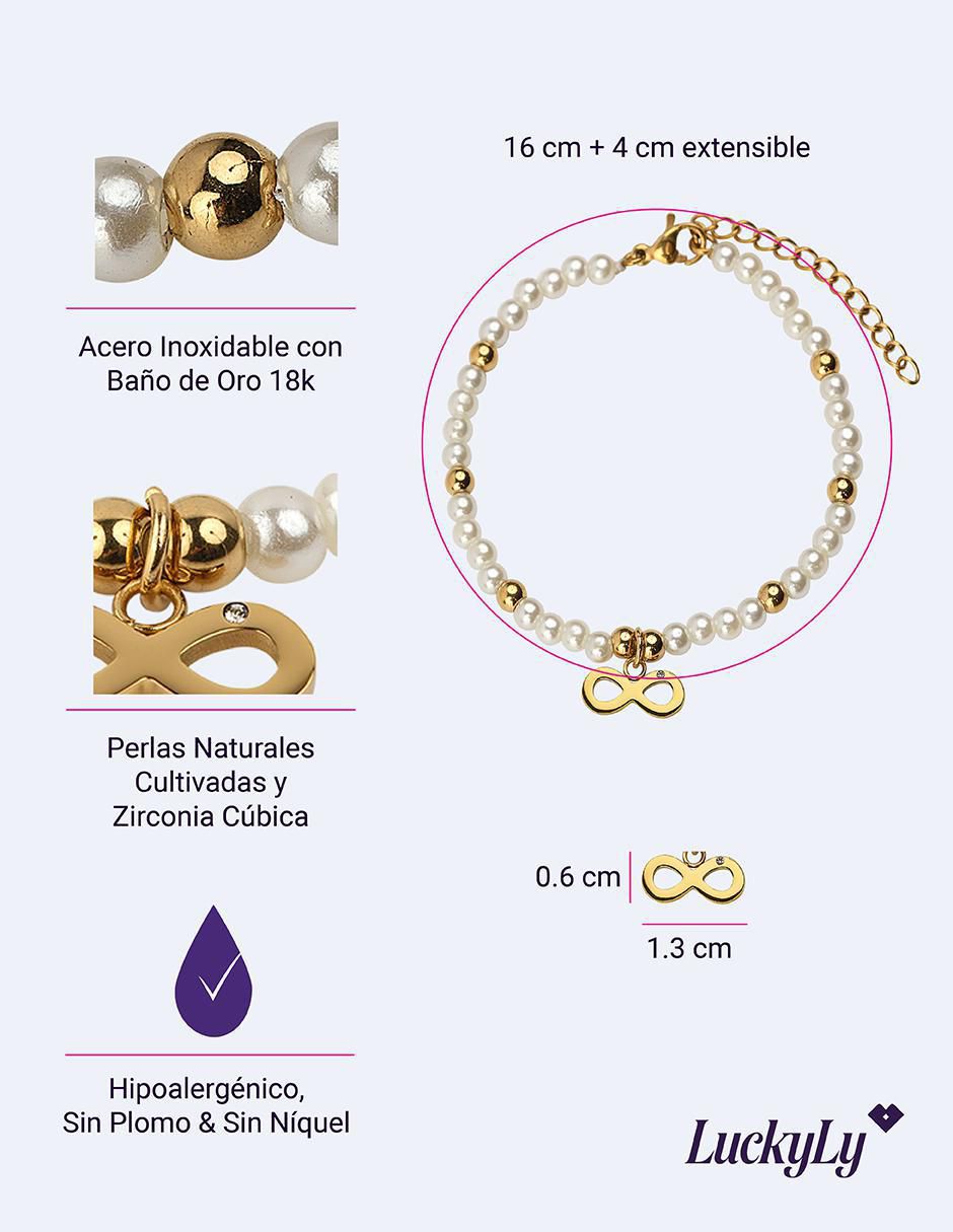 Pulsera con perla 18 k Annie Infinito 7