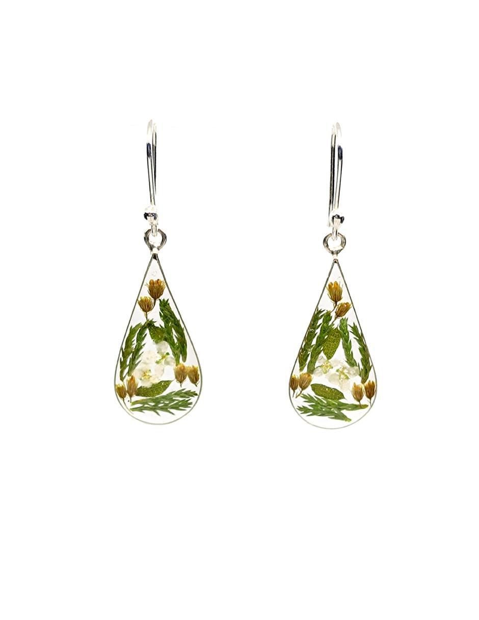 Aretes y collar degota Follaje Verde de plata P925 2