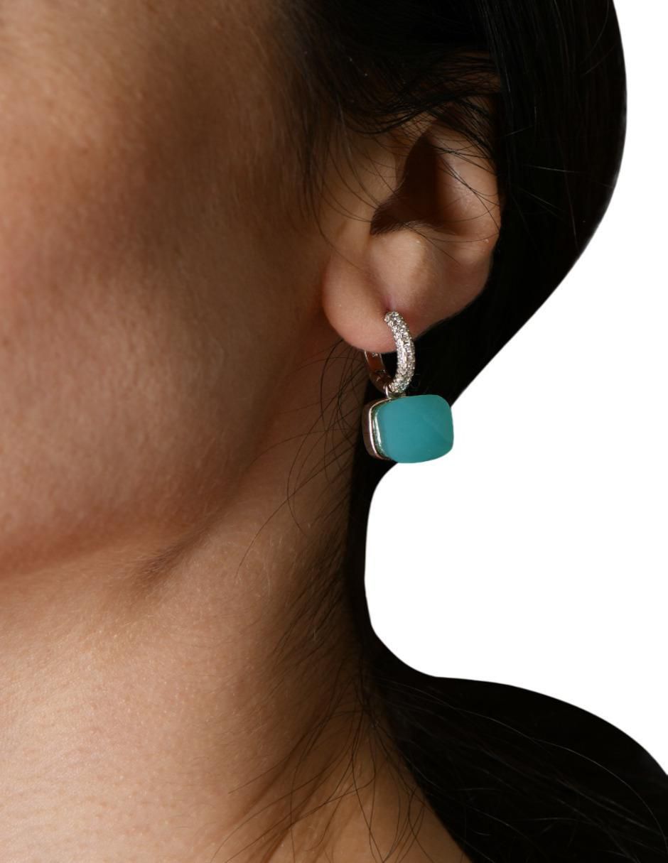 Aretes cuadrados de plata P 925 ágata 4