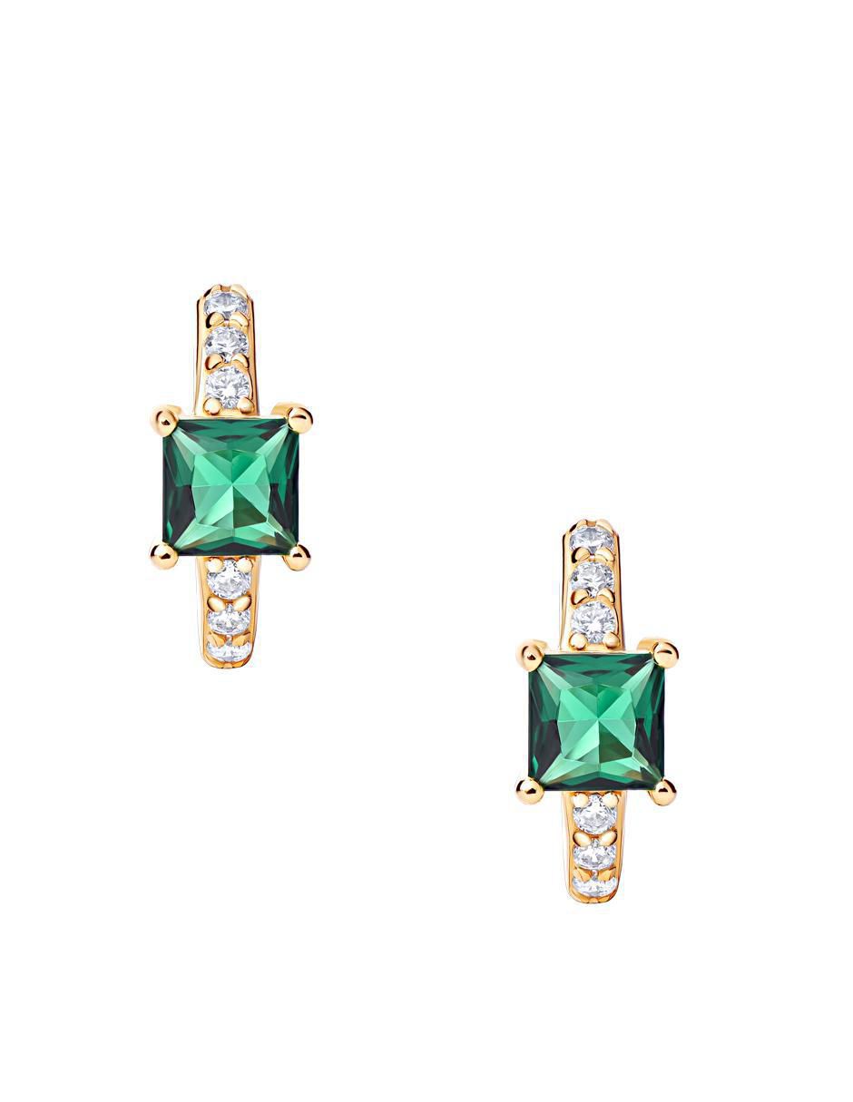 Aretes de círculo de plata P 925 esmeralda