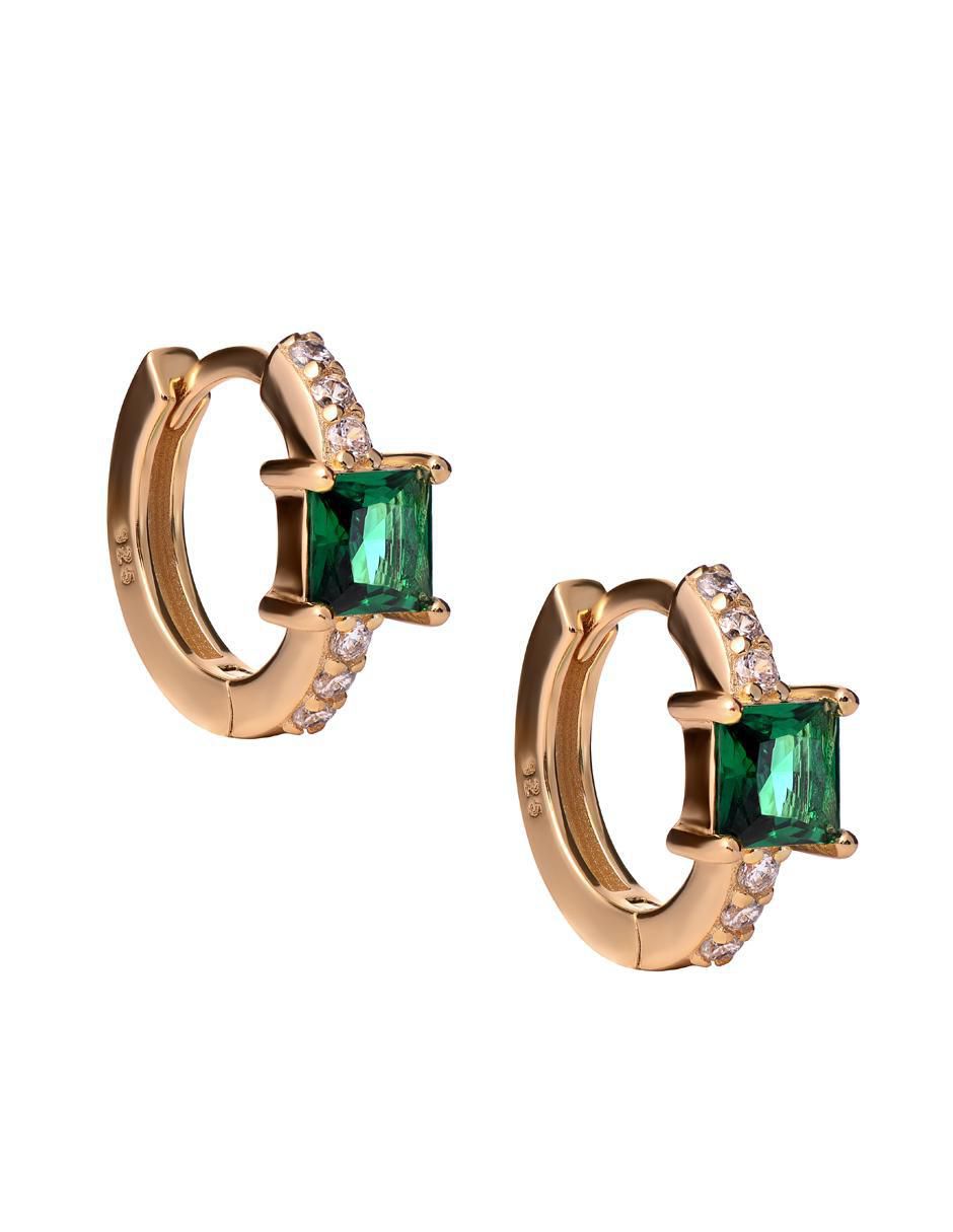 Aretes de círculo de plata P 925 esmeralda 2