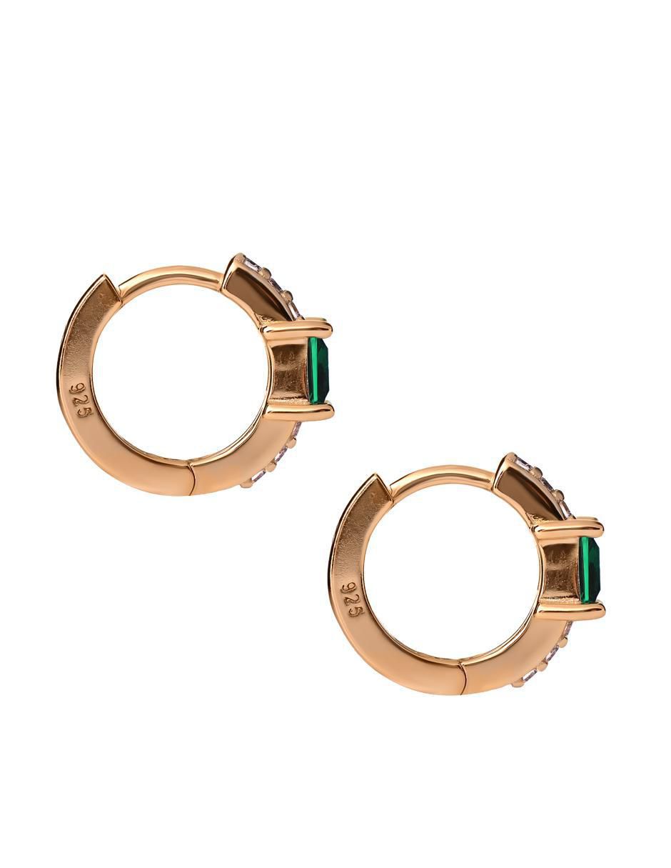 Aretes de círculo de plata P 925 esmeralda 3