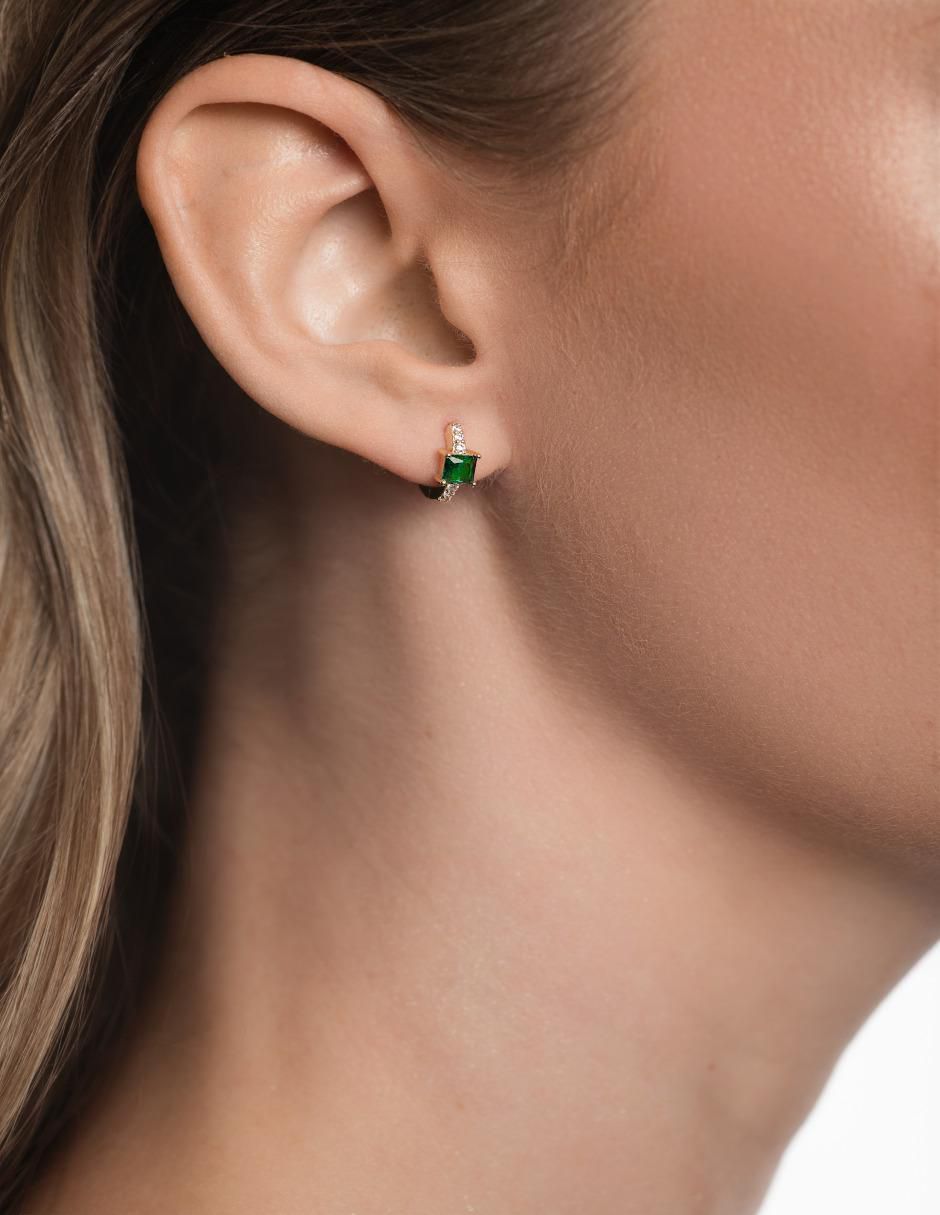 Aretes de círculo de plata P 925 esmeralda 4