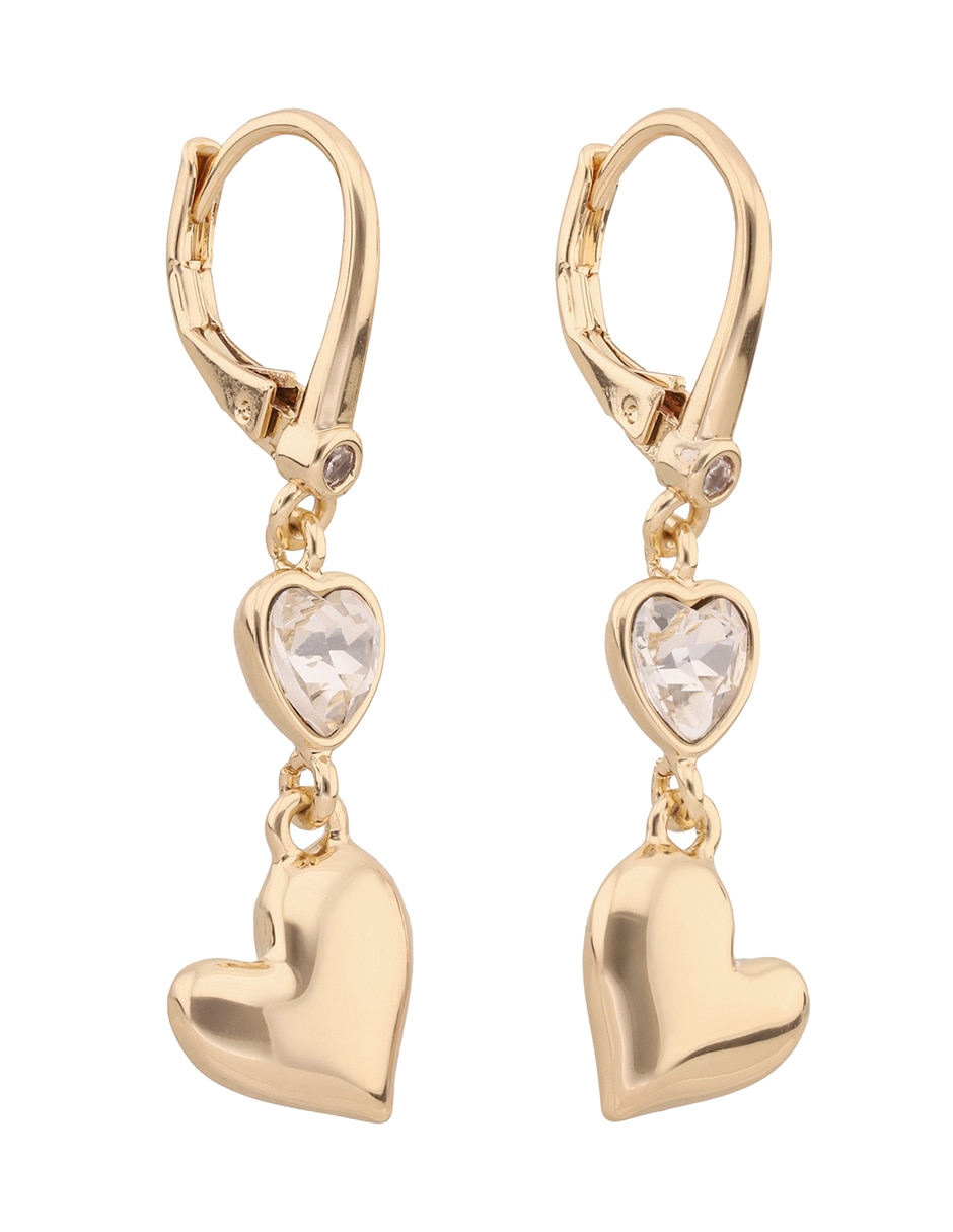 Aretes de corazón Salina con acabado brillante cristal 2