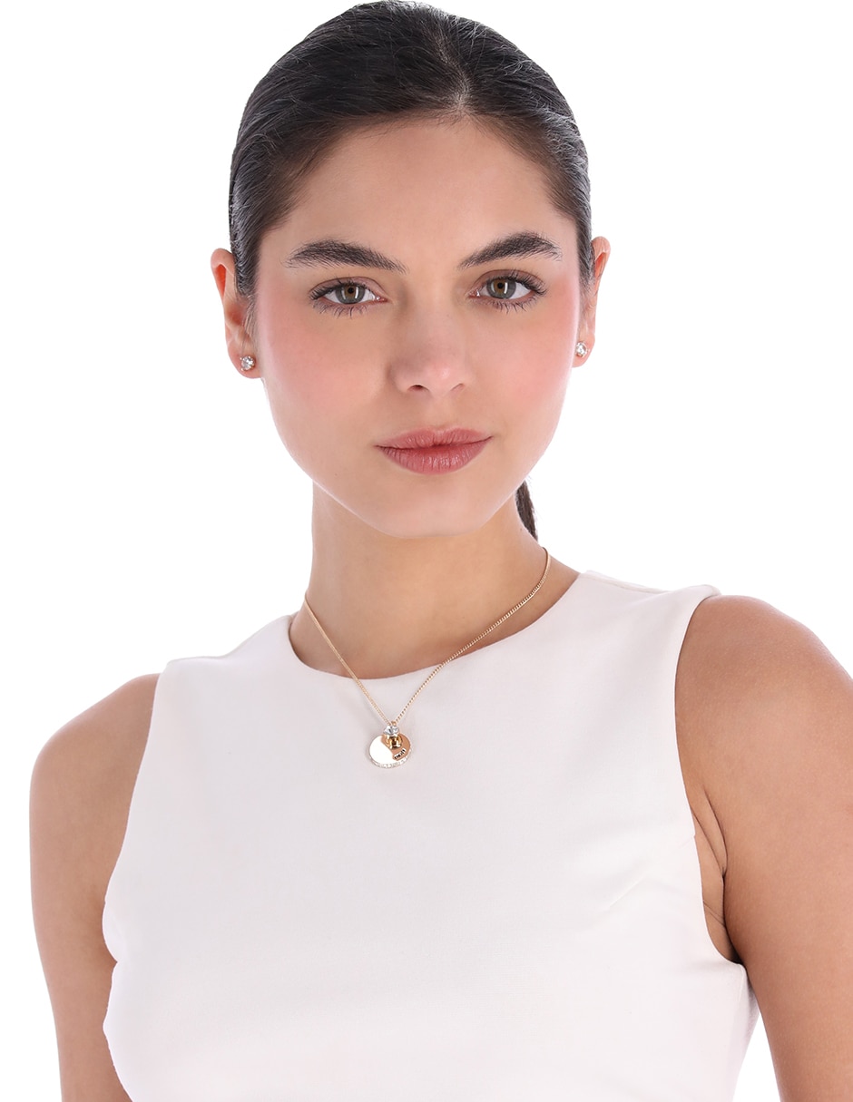Aretes y collar circular DKN Pave Disc 3