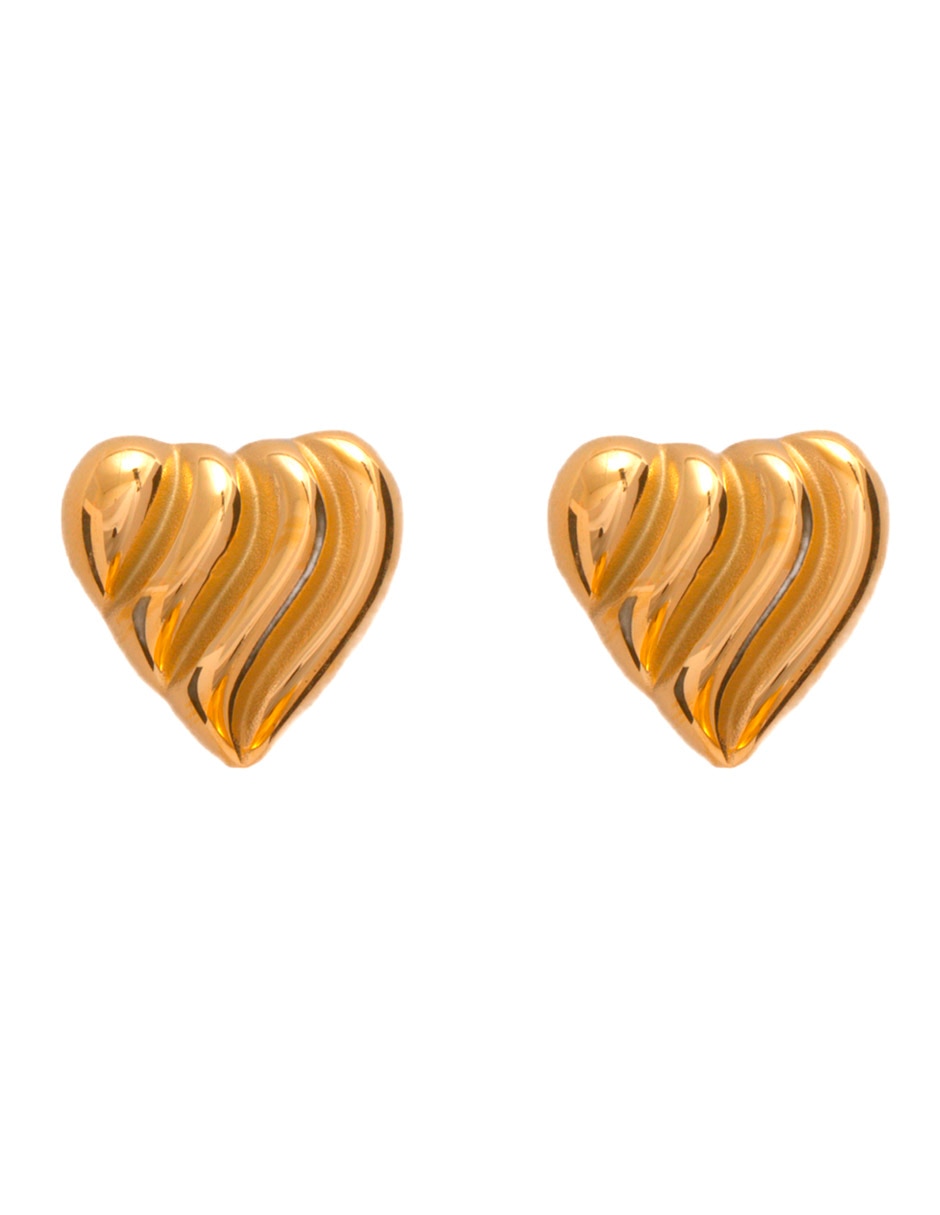 Aretes de corazón Classic Collection con acabado chapa de oro 2