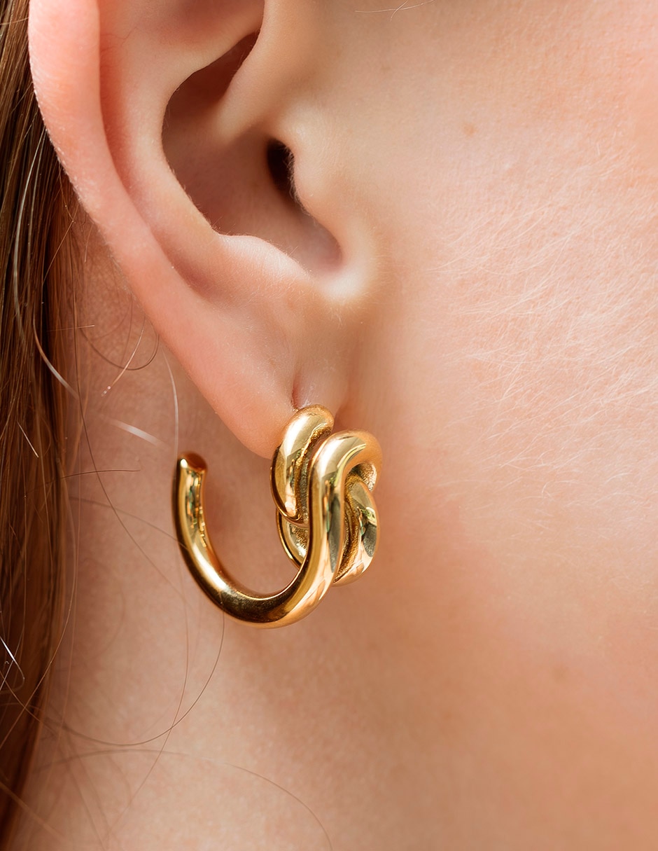 Aretes Classic Collection con acabado chapa de oro 3