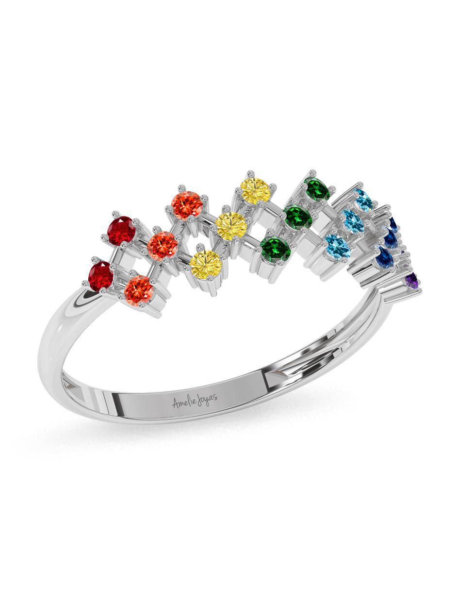 Anillo de oro zirconia pulido 4