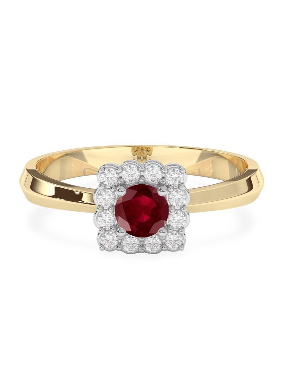 Anillo 14 k de oro rubí pulido
