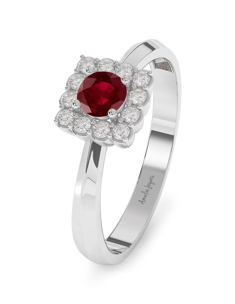Anillo 14 k de oro rubí pulido 2