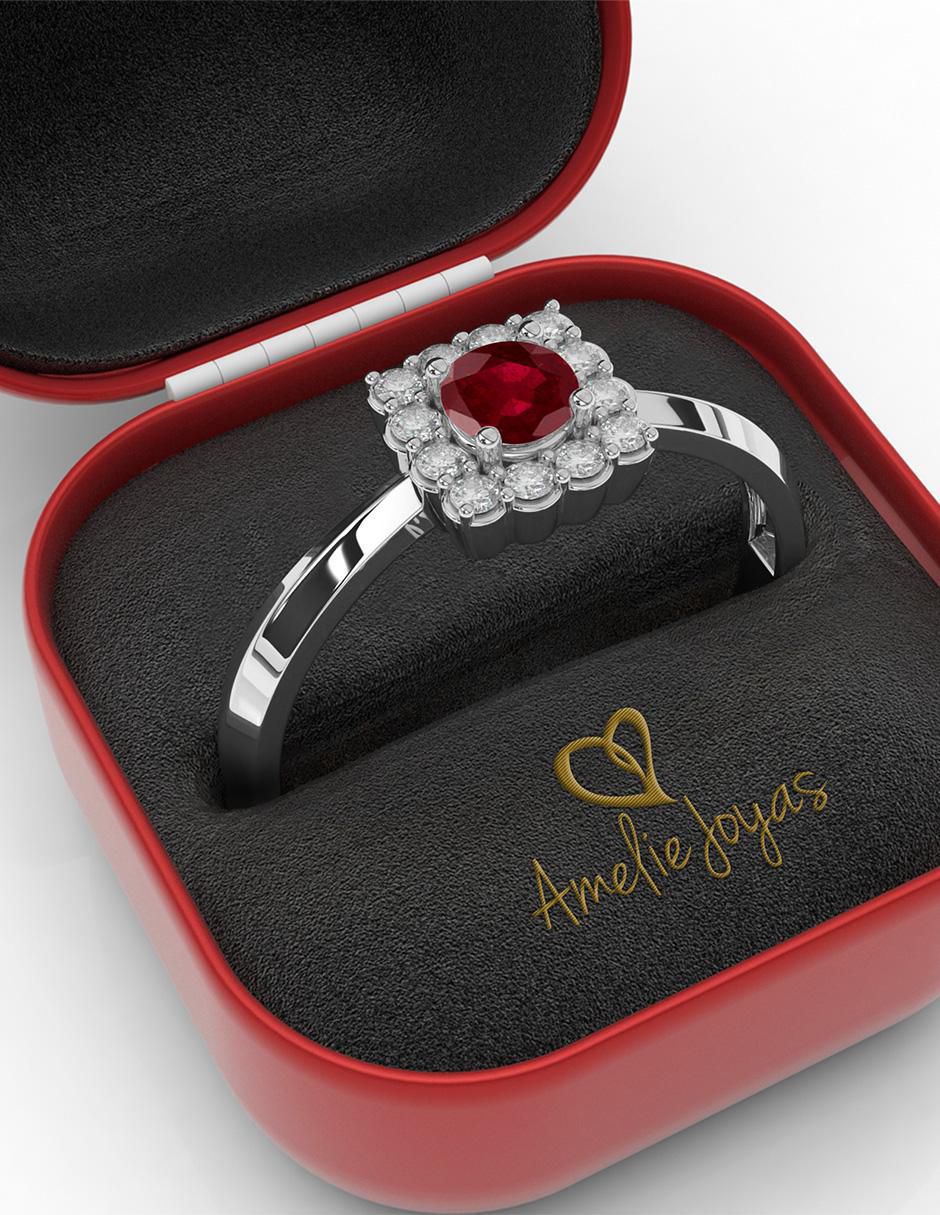 Anillo 14 k de oro rubí pulido 4