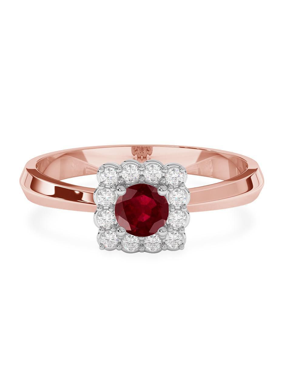 Anillo 14 k de oro rubí pulido