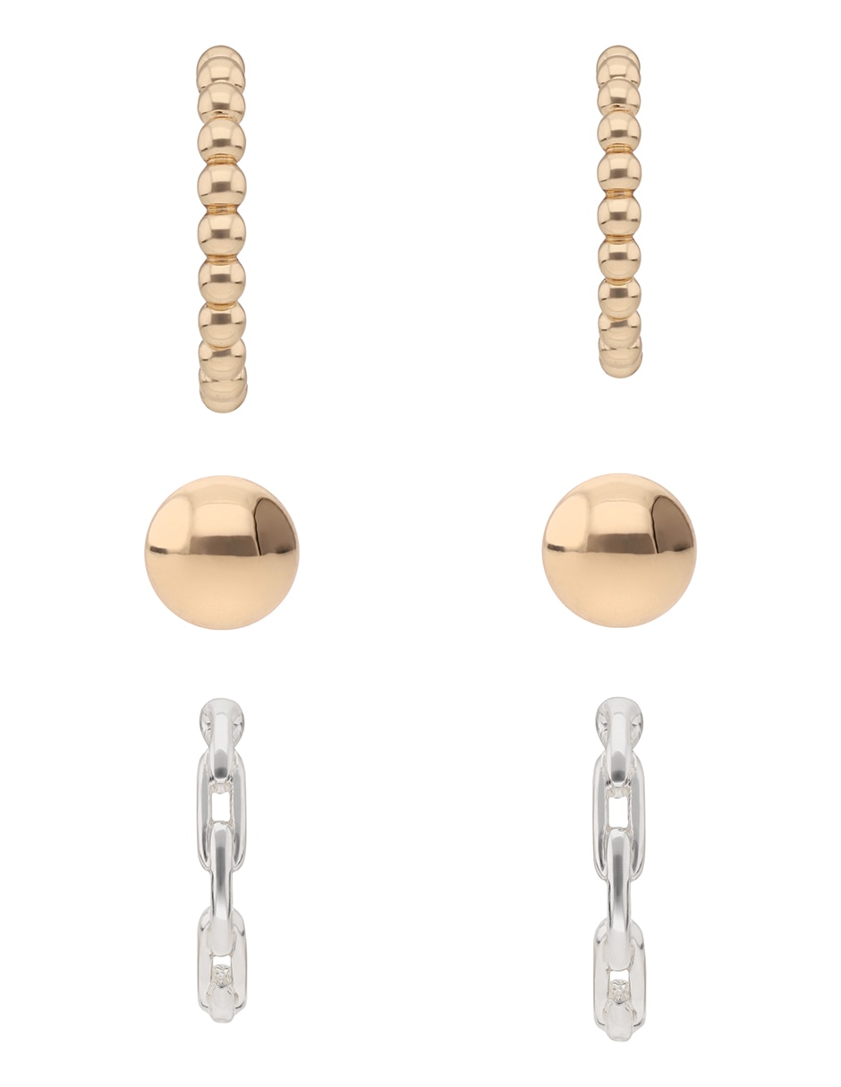 Set de aretes con acabado brillante