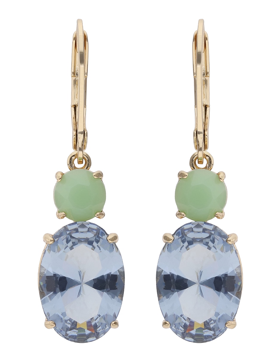 Aretes de óvalo con acabado brillante cristal