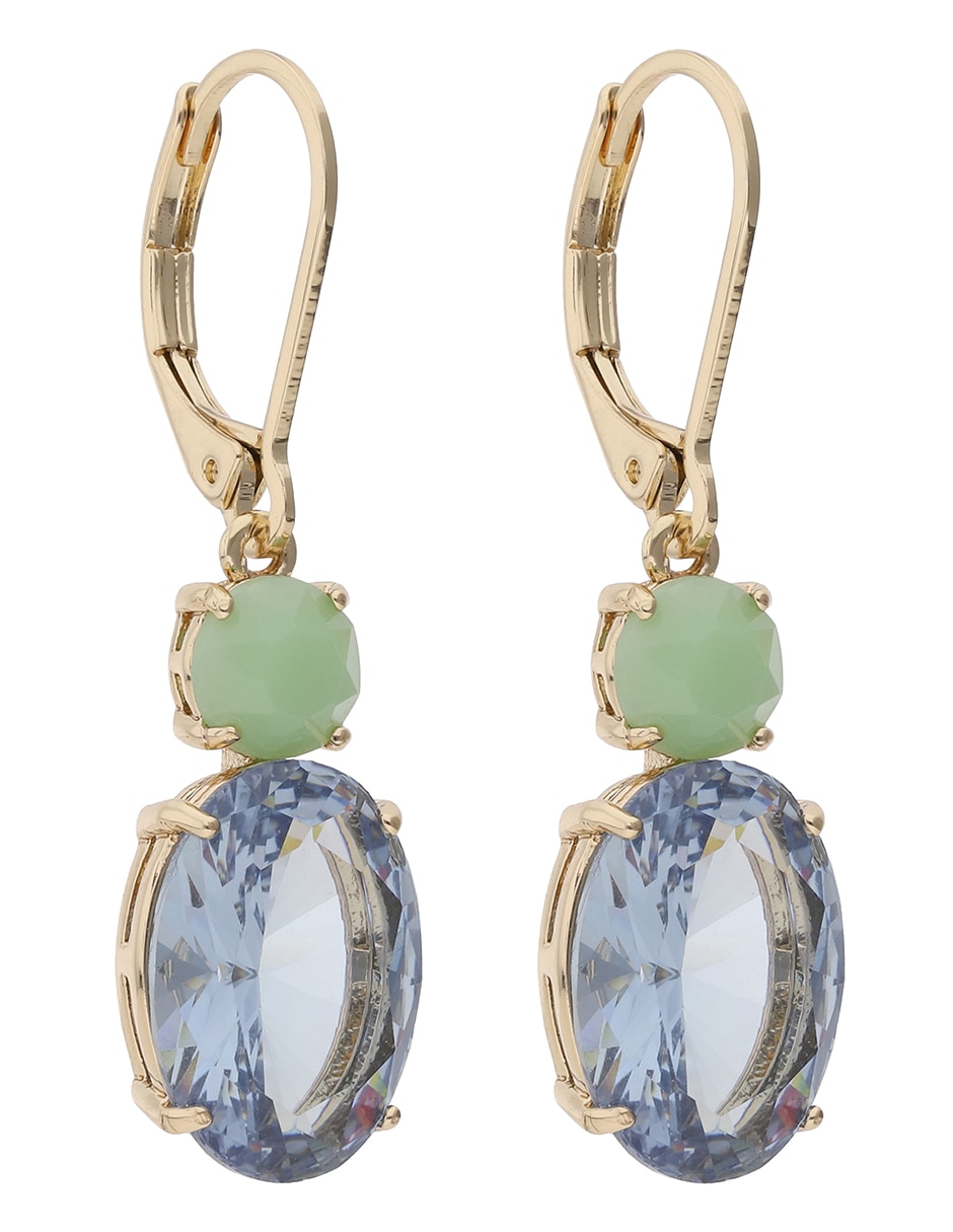 Aretes de óvalo con acabado brillante cristal 2