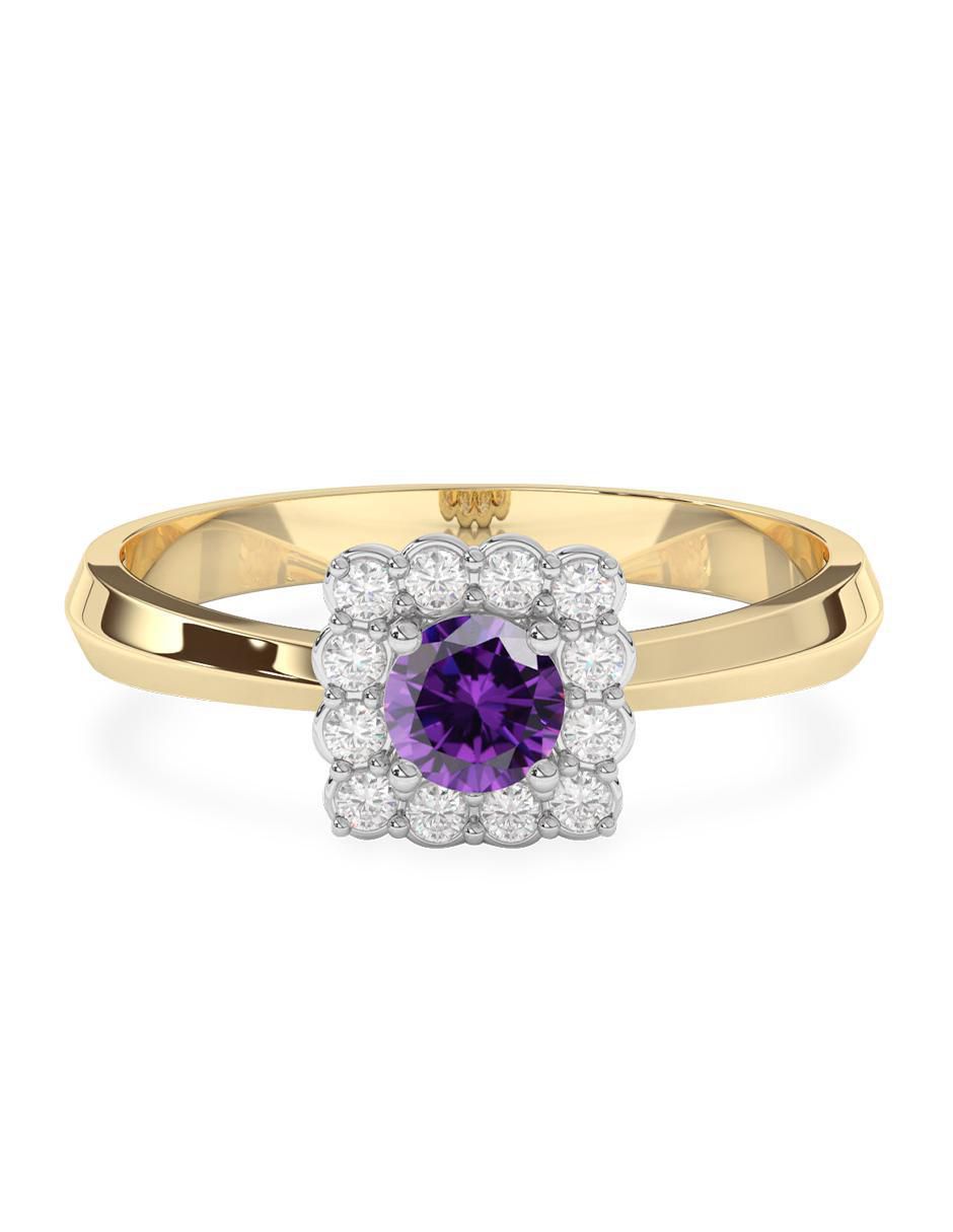 Anillo 14 k de oro amatista pulido