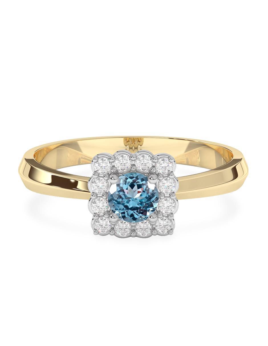 Anillo 14 k de oro aguamarina pulido