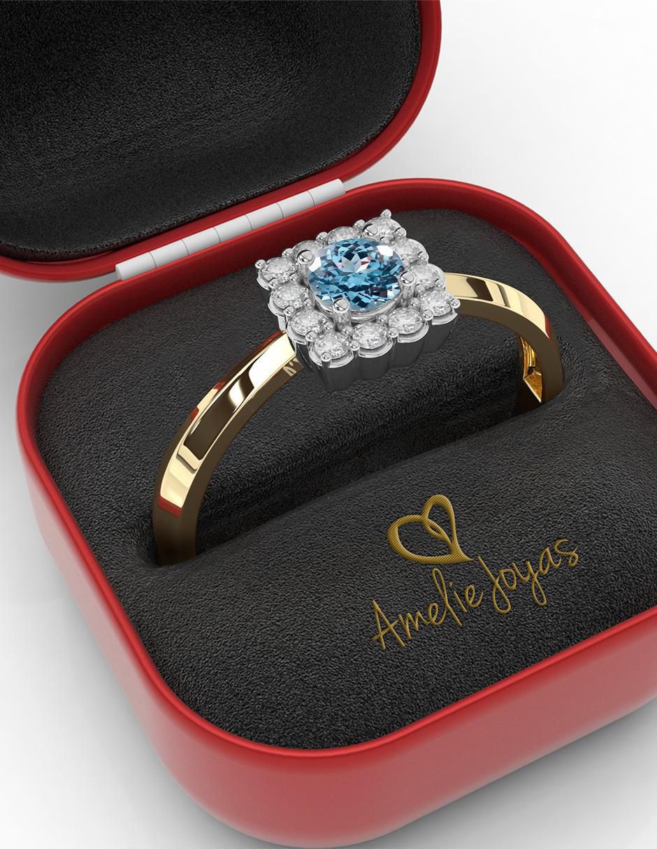 Anillo "de (si aplica)" ninguna amelie joyas sin colección sin temática 14 k "de" oro aguamarina