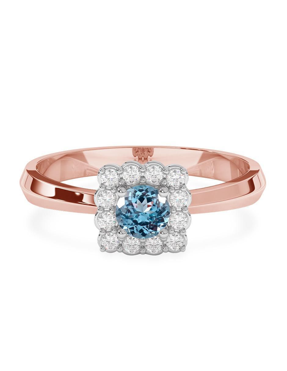 Anillo 14 k de oro aguamarina pulido