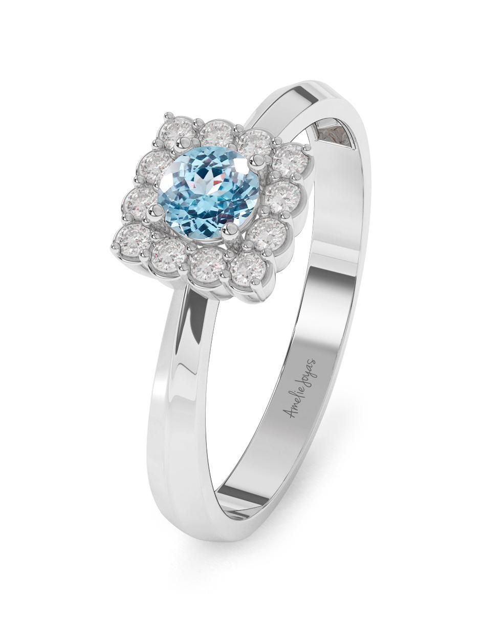 Anillo 14 k de oro aguamarina pulido 2