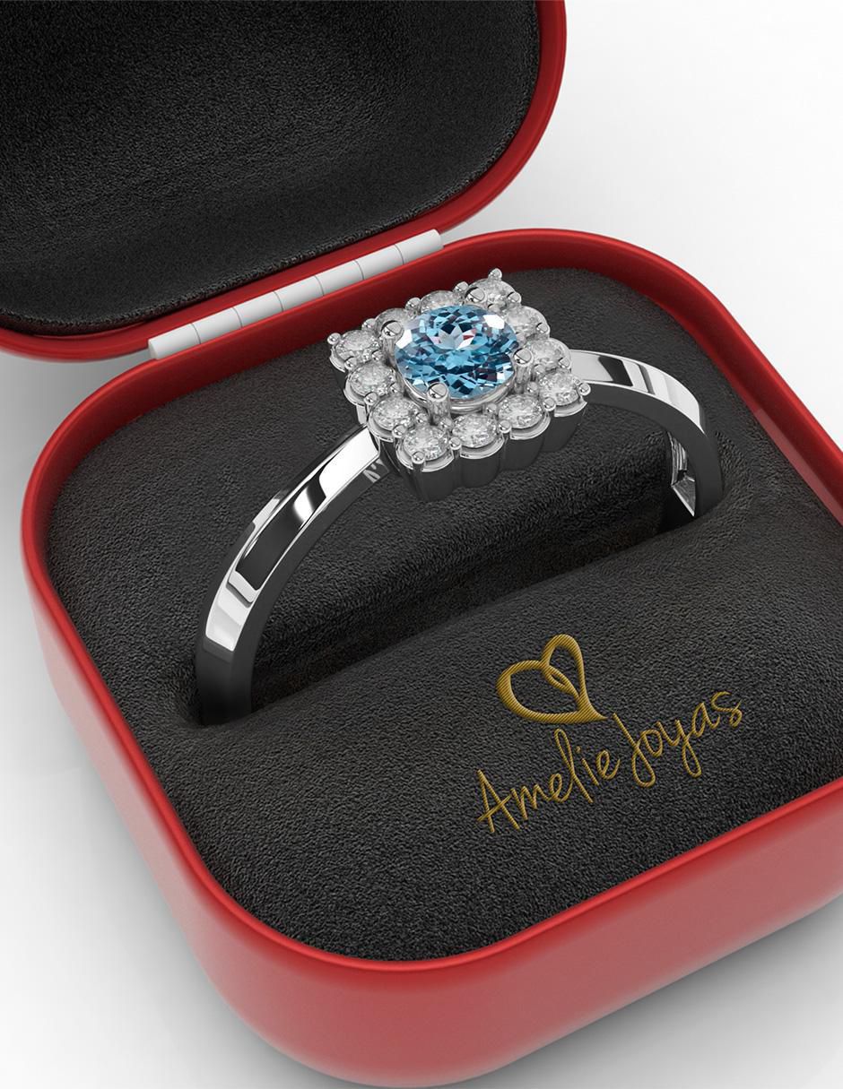 Anillo 14 k de oro aguamarina pulido 4