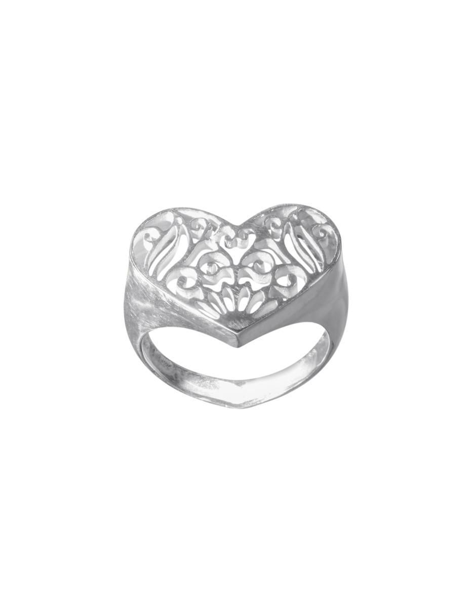 Anillo de corazón P 925 de plata brillante