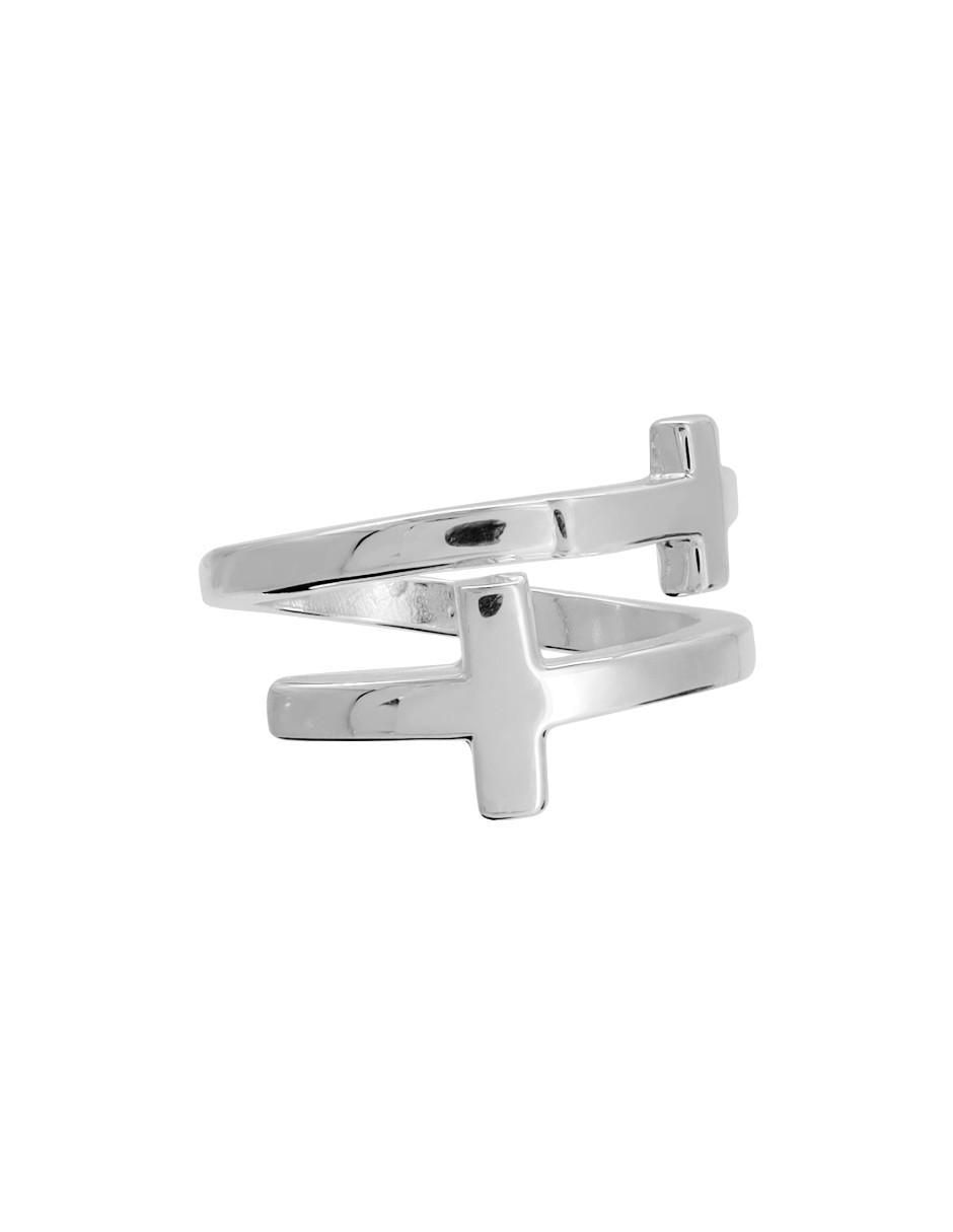 Anillo de cruz P 925 de plata brillante 1