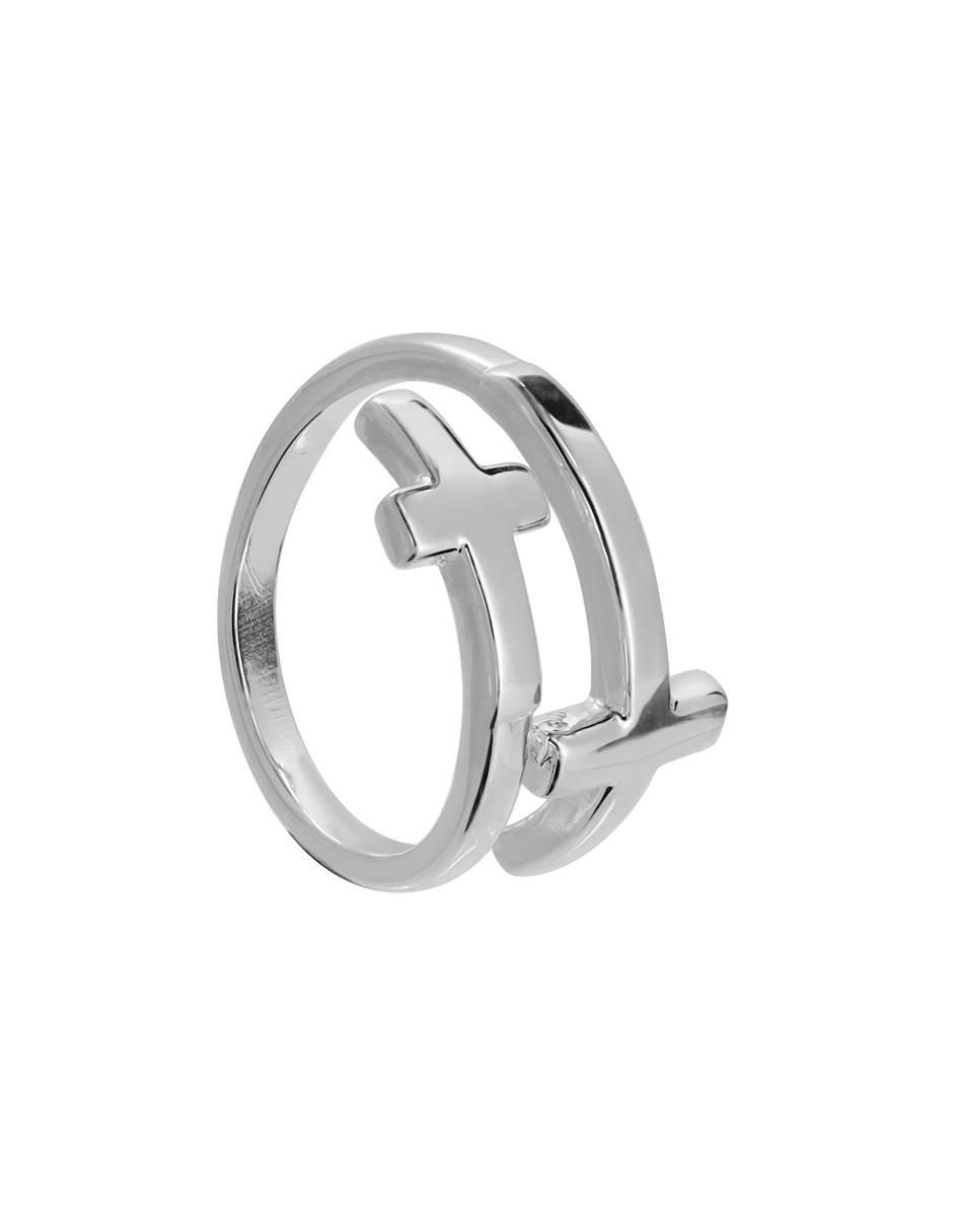 Anillo de cruz P 925 de plata brillante