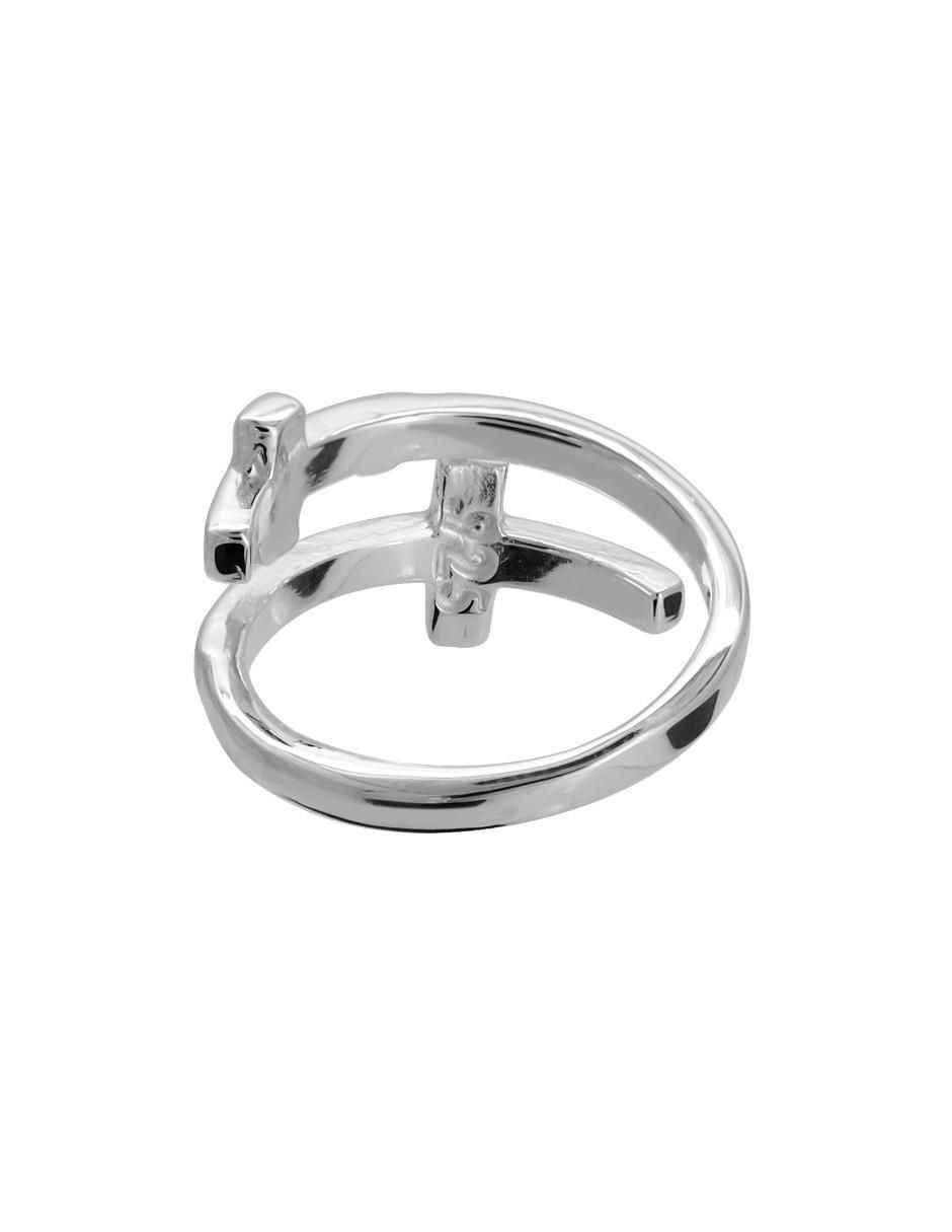 Anillo de cruz P 925 de plata brillante