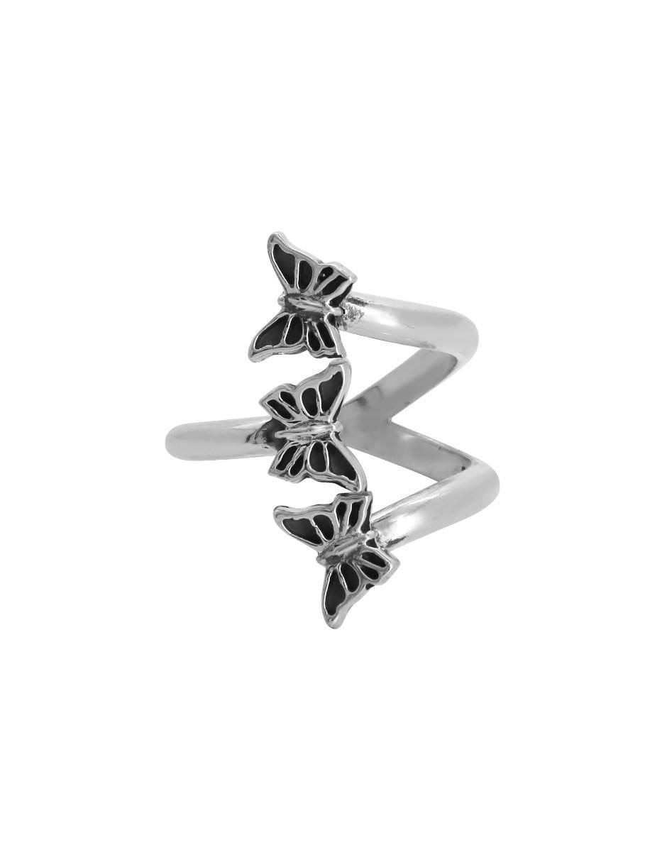 Anillo de mariposa P 925 de plata brillante