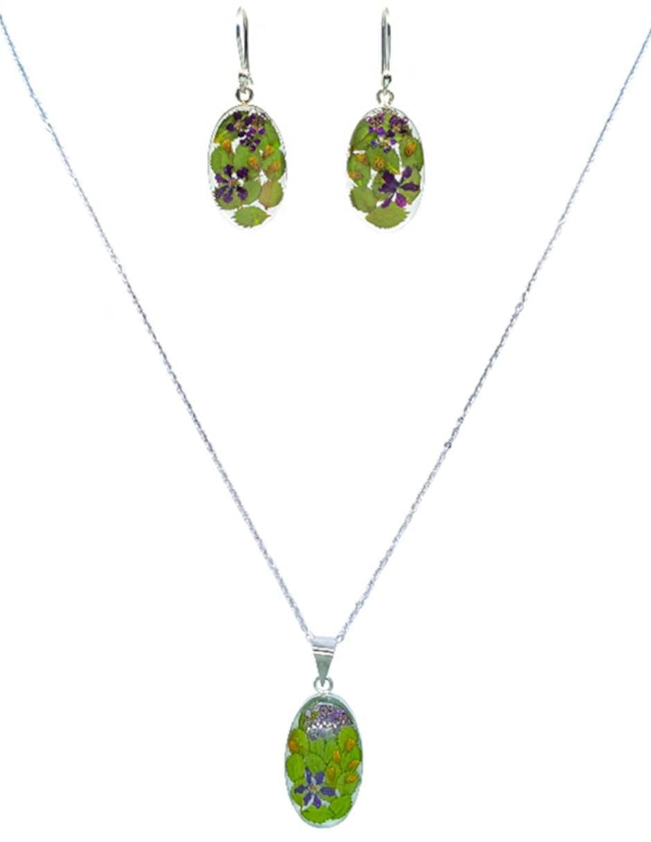 Aretes y collar Hiedra Morada de plata P925 Aretes y collar Hiedra Morada de plata P925