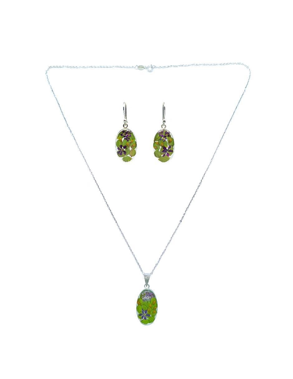 Aretes y collar Hiedra Morada de plata P925 5