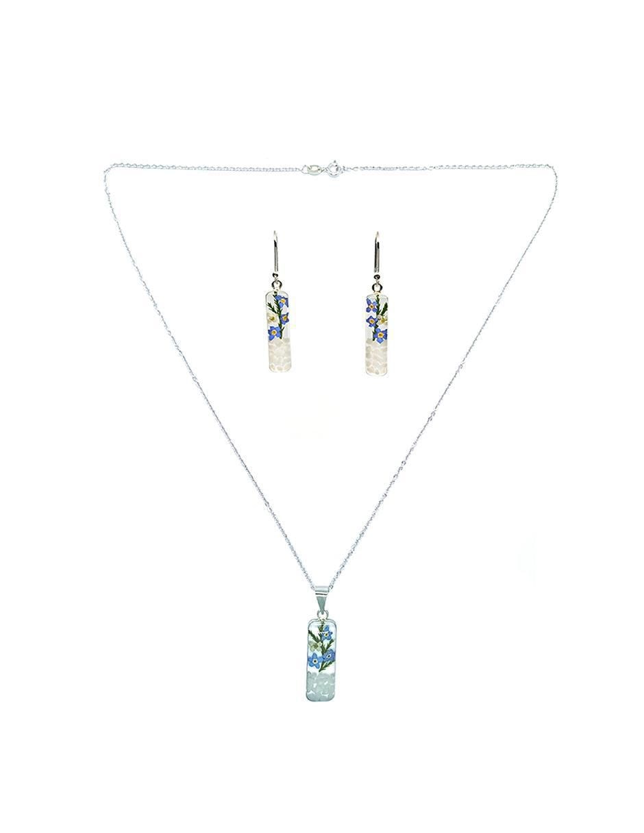 Aretes y collar Jardín Azul de plata P925 5
