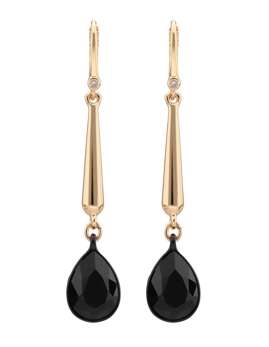 Aretes de gota con acabado brillante cristal 1