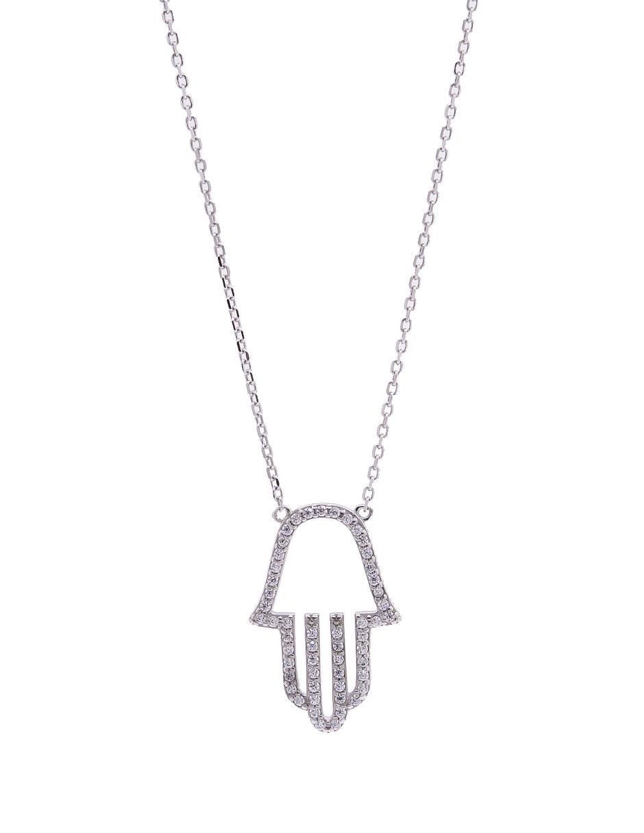 Collar con dije de mano de fátima de plata P 925