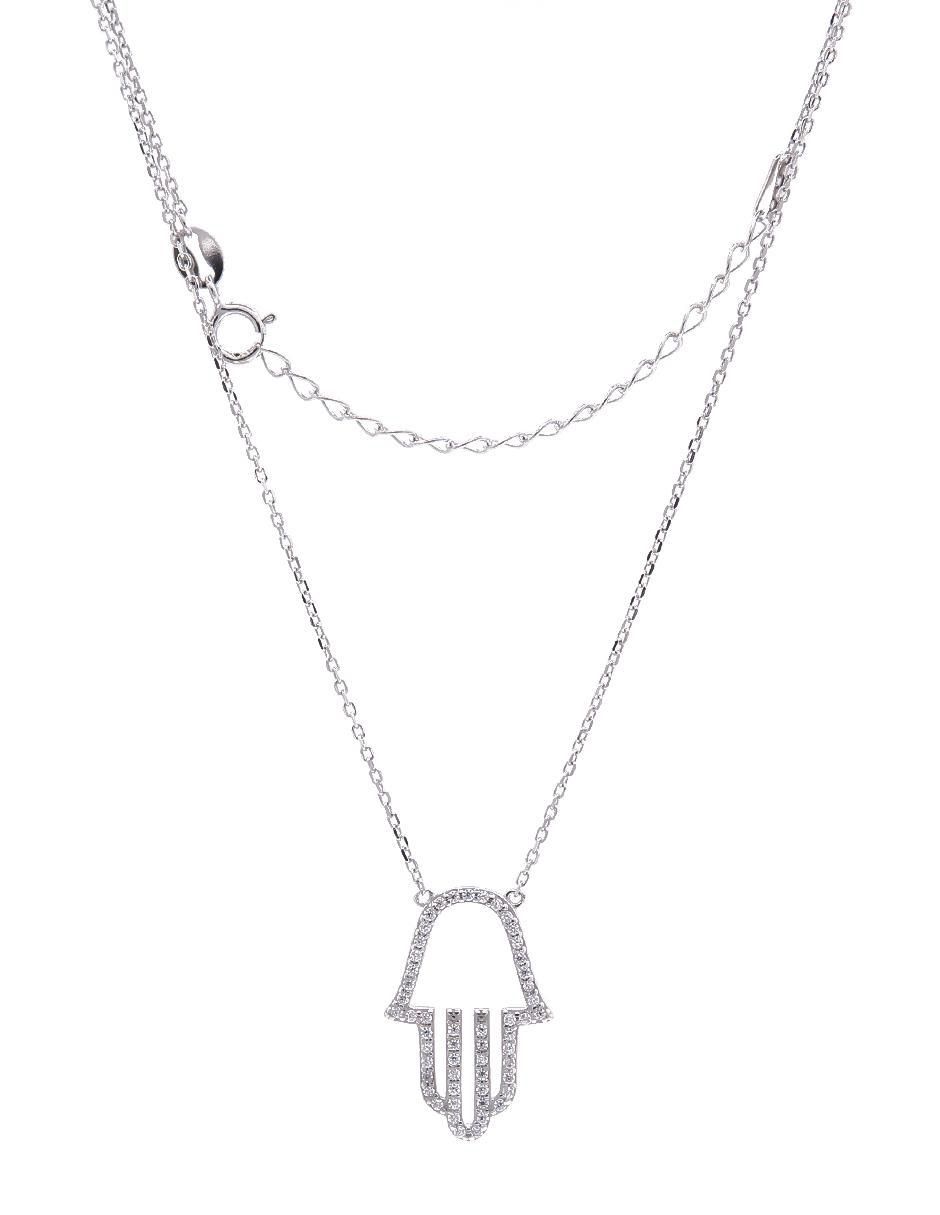Collar con dije de mano de fátima de plata P 925 3