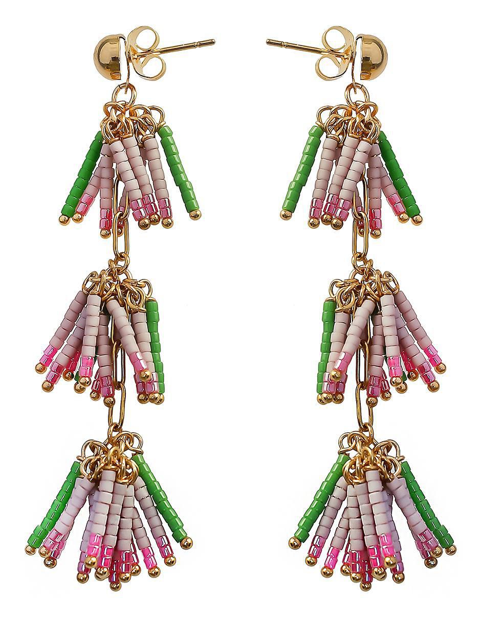 Aretes de borla con acabado chapa de oro 2